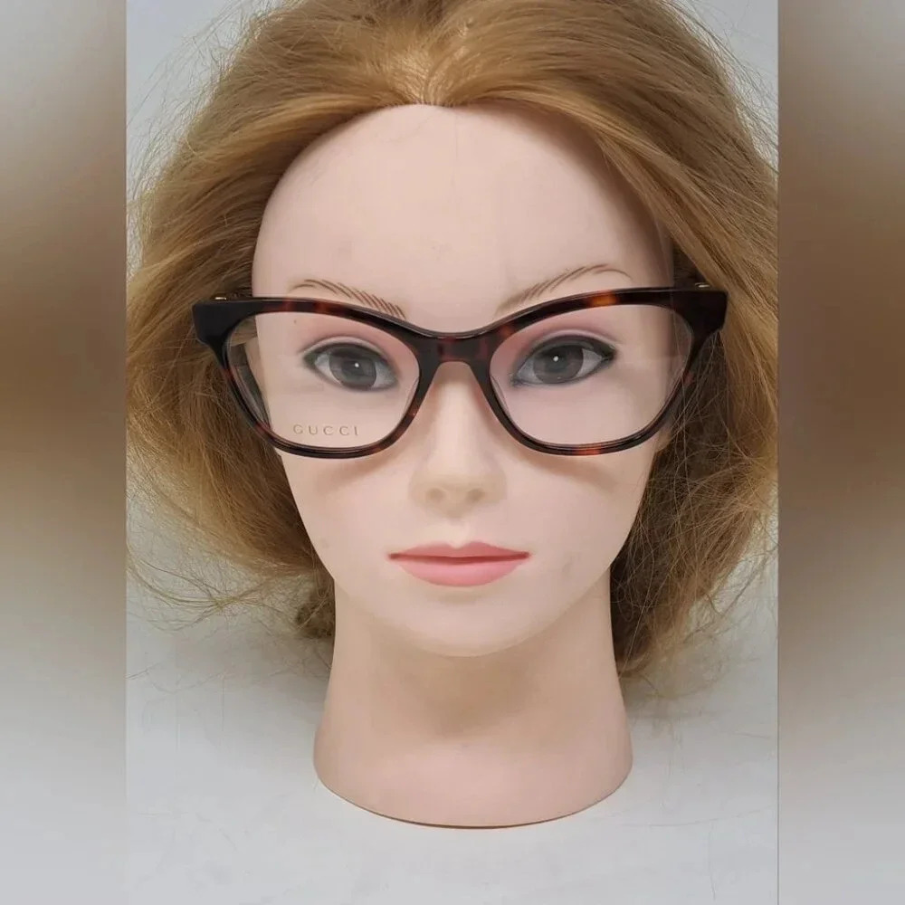 NWT Gucci Women's Eye Glasses  Frames Cat Eye Dark Havana Gold GG0600O 54-18-140 - Picture 12 of 16